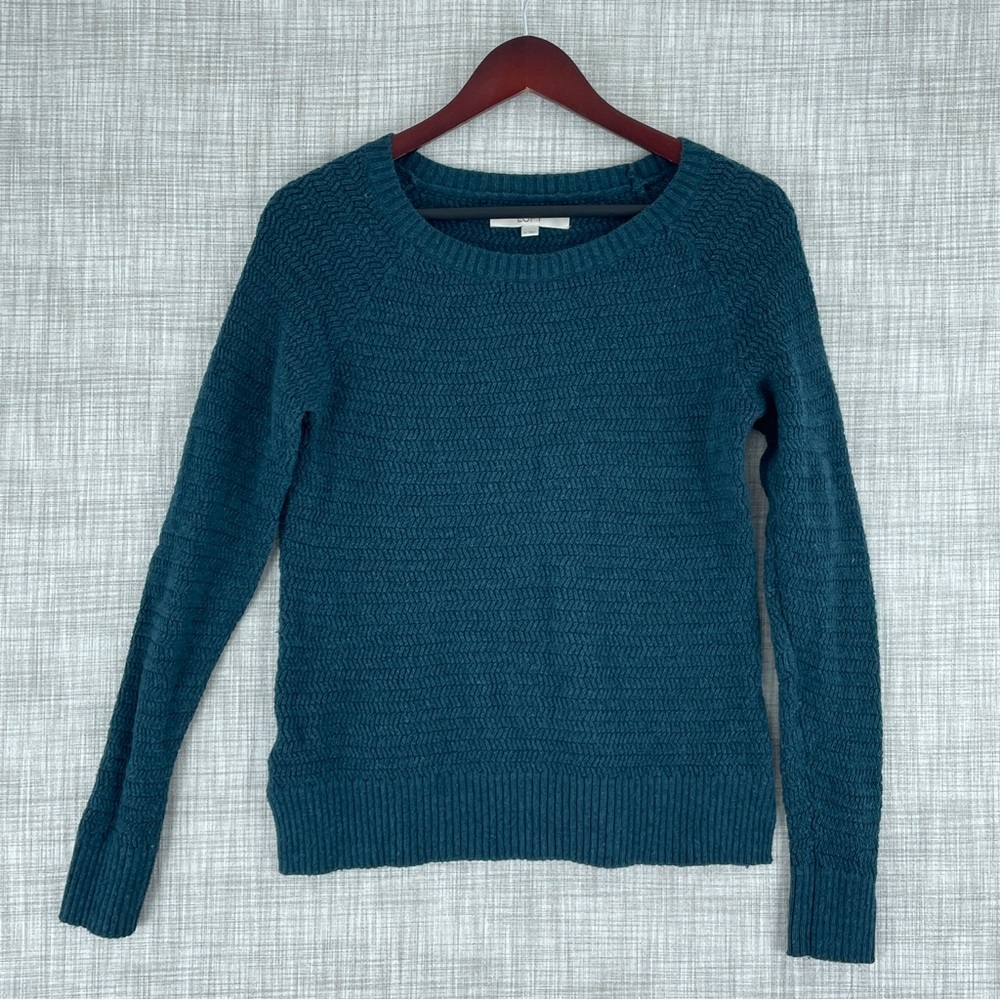 Gorgeous dark teal Loft Size M supersoft cable knit Long Sleeve Sweater